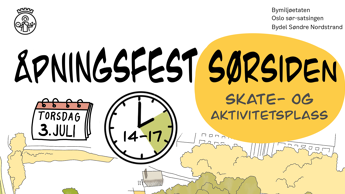 Plakat med informasjon om åpning av skatepark