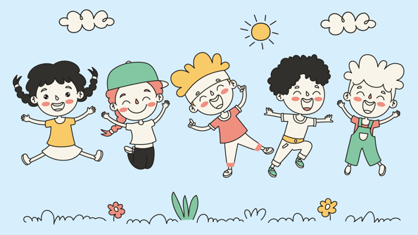 Illustrasjon av barn i aktivitet.
