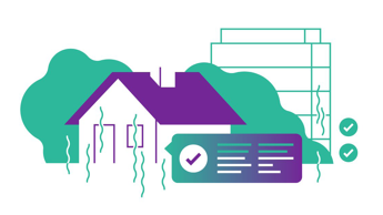Illustrasjon viser bolig med behov for radonmåling.