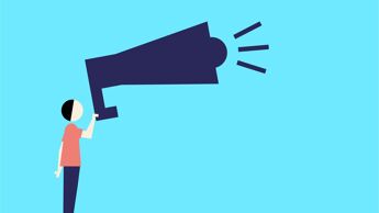 Menneske som roper i megafon