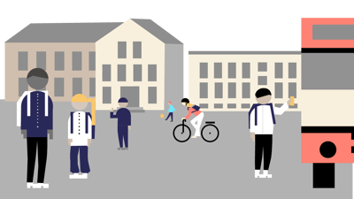 Illustrasjon av ungdom i en skolegård