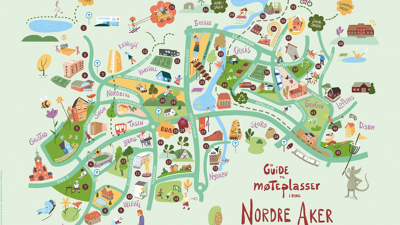 Illustrert kart over møteplasser i bydel Nordre Aker