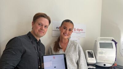 Edwin van der Klift er fagkonsulent for velferdsteknologi i Bydel Ullern. Marte Kanutte Høibråten jobber som sykepleier på oppfølgingssenteret for Digital hjemmeoppfølging.