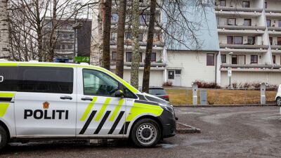 Politibil foran blokker på Stovner.