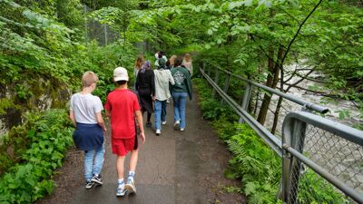 Skoleelever ved Brynseng går tur langs Akerselva
