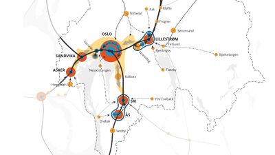 Strategisk kart fra gjeldende areal- og transportplan fra 2015, til sammenligning med nytt forslag.