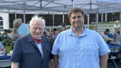 Fra 25. års-jubileum hos Vestre Aker Frivilligsentral. Odd Grann og Espen W. Andresen