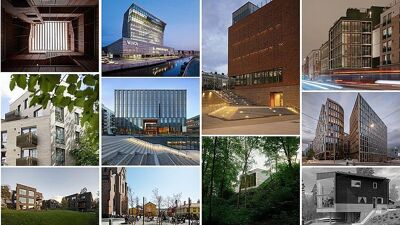 Kollasj av arkitekturbygg i Oslo