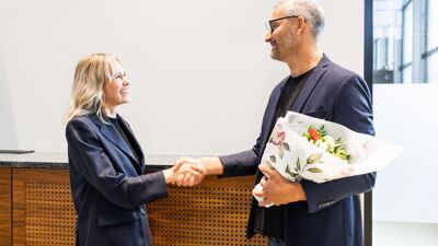 Portrett av ordfører Anne Lindboe og nytt ombud Jarle Dukic Sandven
