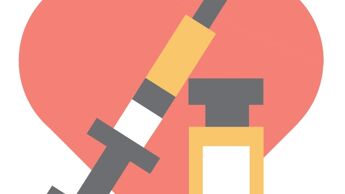 Illustrasjon av et hjerte og sprøyte