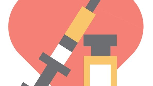 Illustrasjon av et hjerte og sprøyte