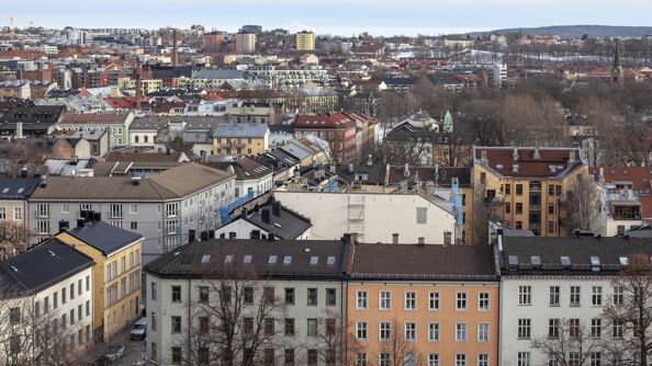 Bygårder på Grunerløkka sett i fra utsiktspunkt.