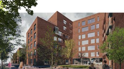Illustrasjon av nytt sykehjem på Frøen i bydel Vestre Aker