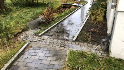 Vann fra taknedlop til vannrenne
