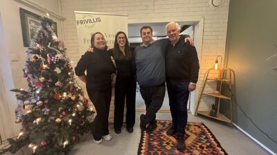 På Oslo Vest Frivilligsentral. Marianne L'Orsa Kragstad, Mari Wigaard, Espen W. Andresen og Ola Ramstad
