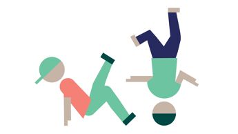 Illustrasjon av ungdom som break-danser. Illustrasjon med frilagt bakgrunn, høyoppløselig PNG fil.