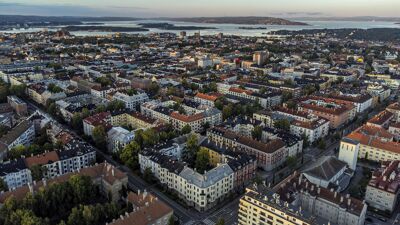 Flyfoto av deler av Oslo.