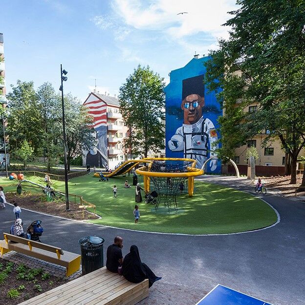 blokker med veggmaleri på tøyen