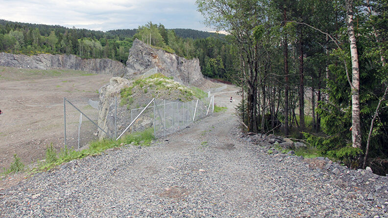 Området er dekket av stein og omringet av skog