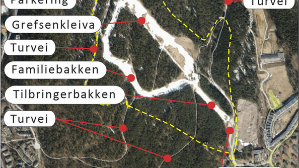 Alpinanlegg Grefsen- og Trollvannskleiva, illustrasjon av dagens situasjon 