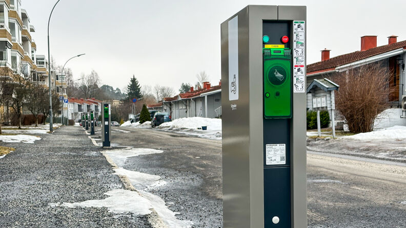 Havreveien i Oslo med nyopprettede ladepunkt for elbil. 