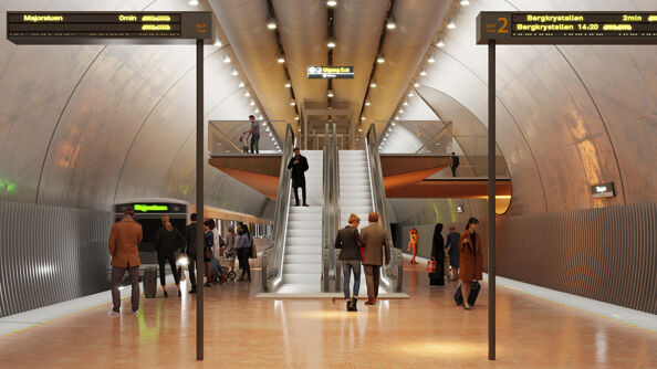 Visualisering av Skøyen T-banestasjon: L2 Arkitekter og Gottlieb Paludan Architects