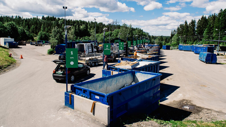 Big recycling station with containers for various waste