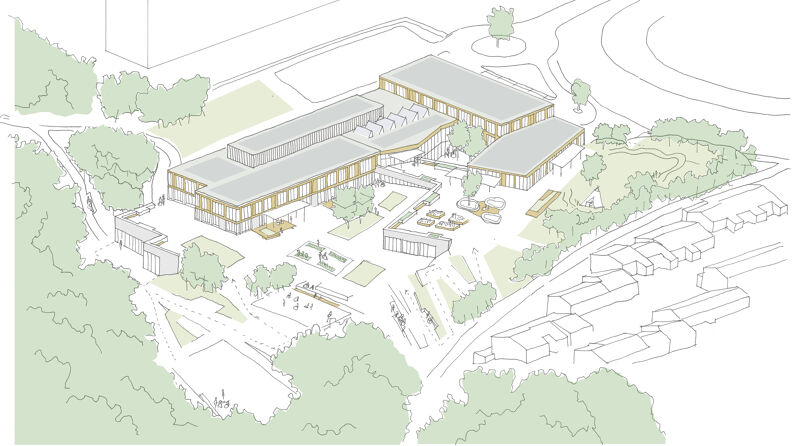 Tegning av Haukåsen skole