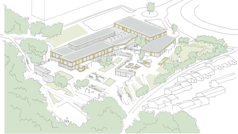 Tegning av Haukåsen skole
