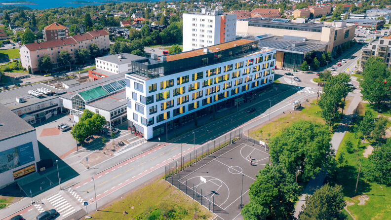 Nordstrand Bydelshus i fugleperspektiv 