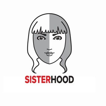 Illustrasjon av et kvinneansikt over teksten "Sisterhood"