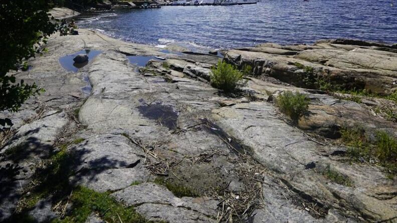 Svaberg og hav på Katten badeplass