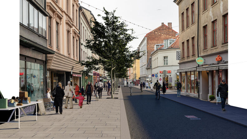 En illustrasjon fra Markveien som viser mulighetsrommet for utforming i reguleringsfasen