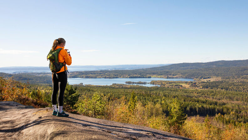 En dame står foran utsikten på Barlindåsen.