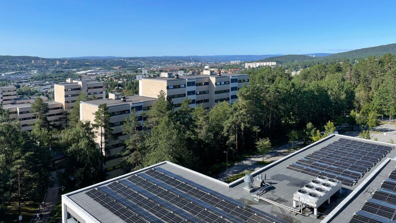 Bilde av utsikt fra Romsås senter. 