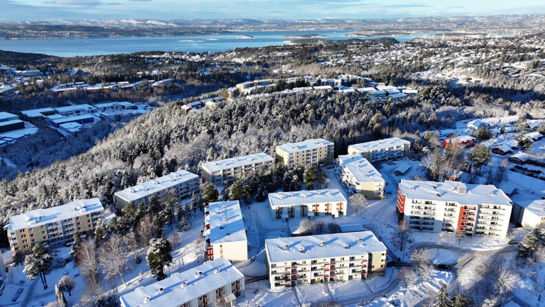 Boligområde på vinteren