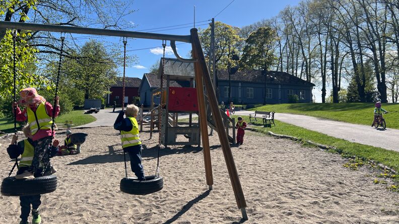 Hovedhus og lekeplass