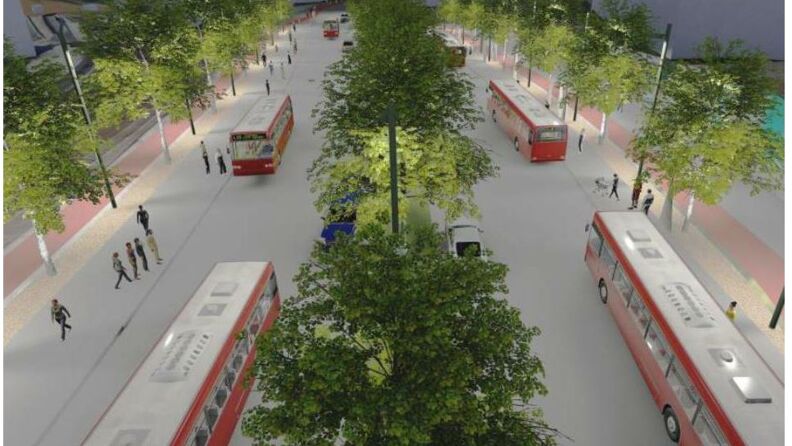 Illustrasjon på kommende Bryn bussterminal