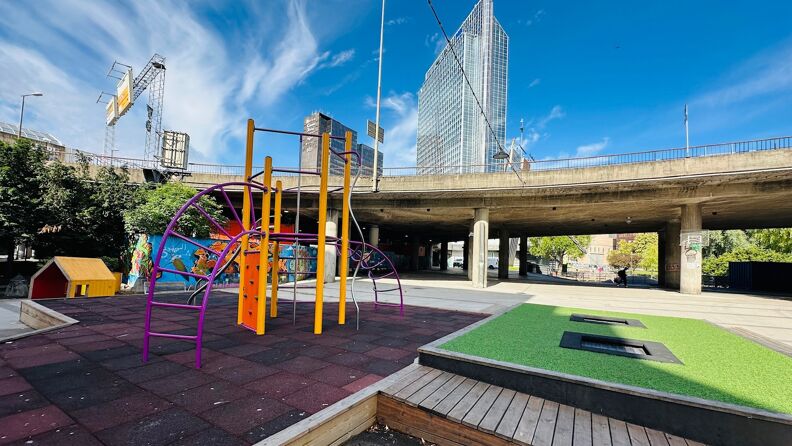 Lekeplassen med retning mot Nylandsbrua