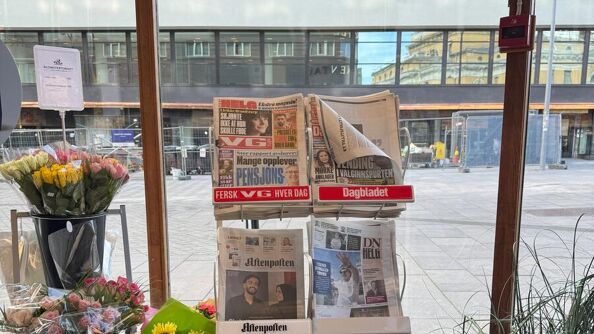 Newspaper stand at a convenience store