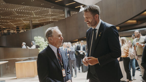 Former Mayor of New York and philanthropist Michael Bloomberg together with Governing Mayor of the City of Oslo, Eirik Lae Solberg.