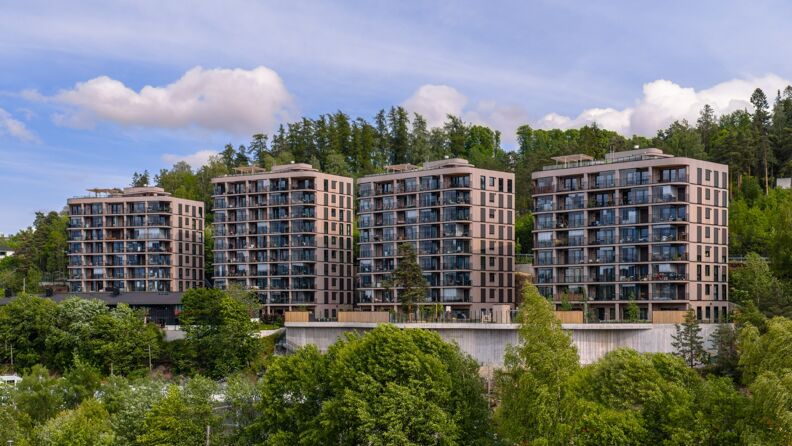 Fire leilighetsblokker i Fyrstikkbakken.