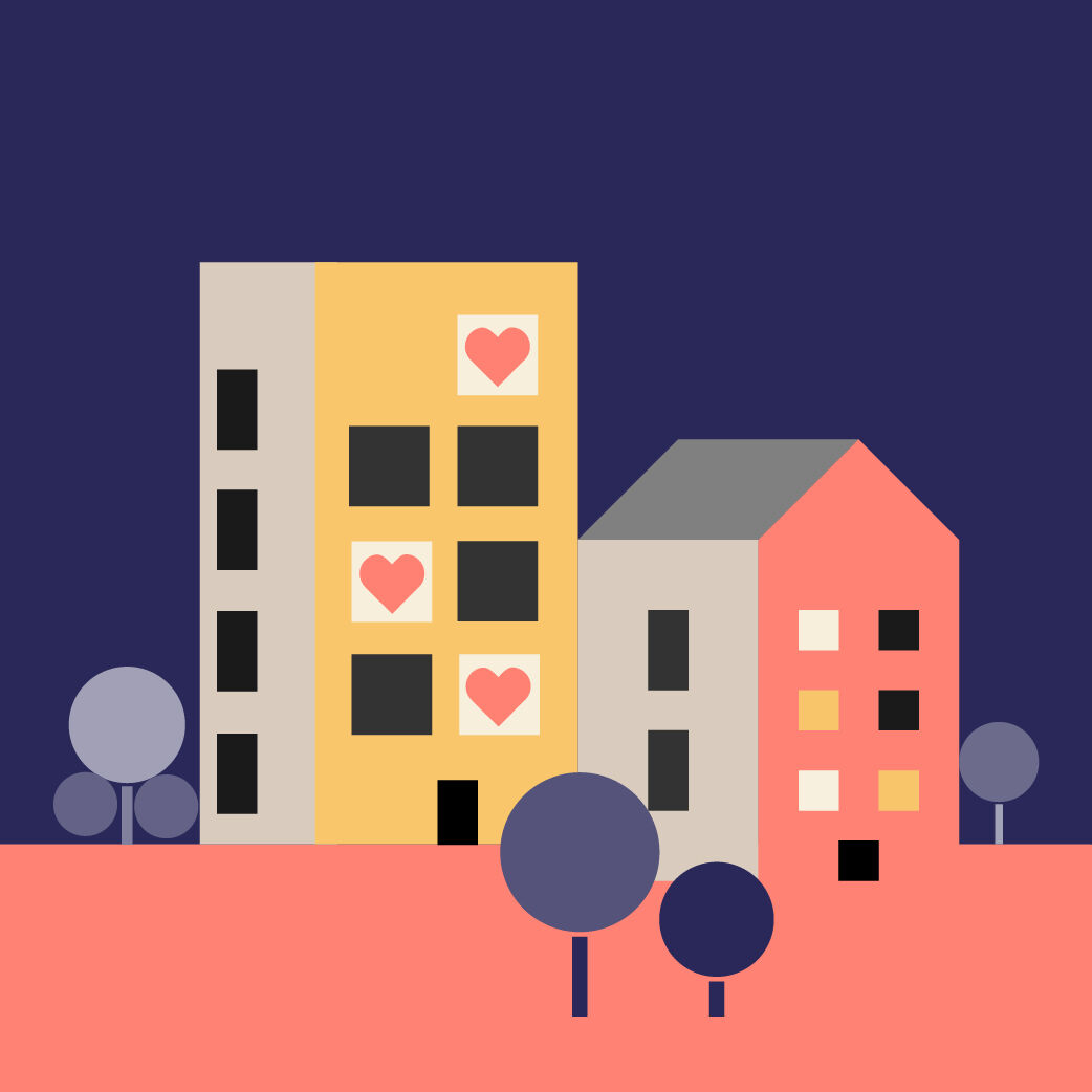 Illustrasjonsbilde av to bygninger